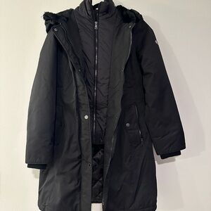 Women's Black Hooded Coat